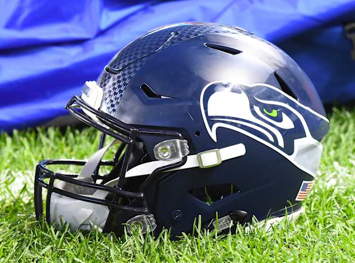 Sep 17, 2018; Chicago, IL, USA; A detailed view of a Seattle Seahawks helmet during the second half against the Chicago Bears at Soldier Field.